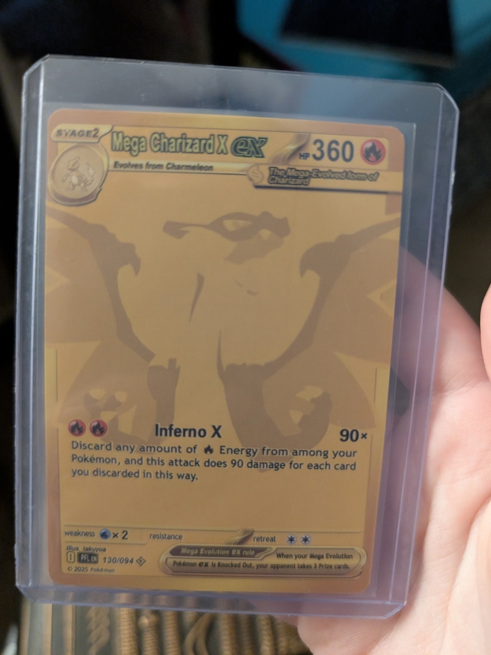 Mega Charizard X EX Holo Trading Card - Gold